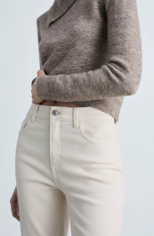 Mango Newmom Comfort High-rise Jeans Ecru In Ecru