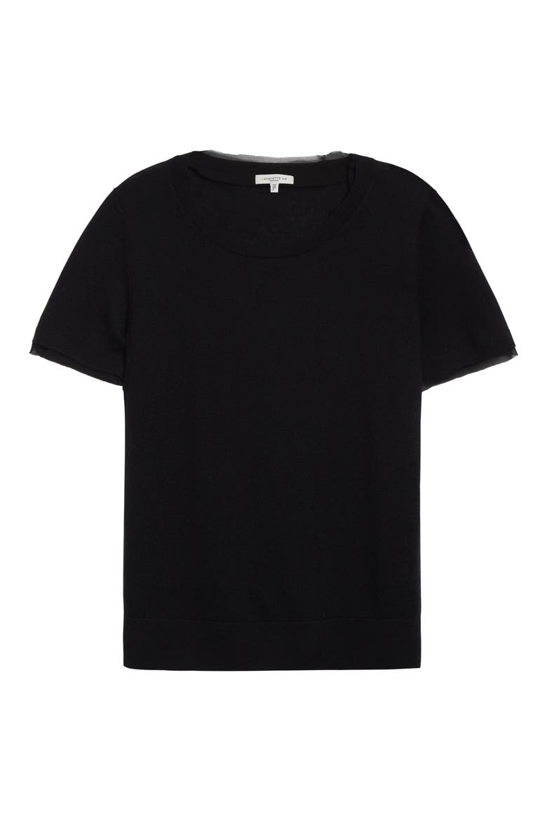 Short Sleeve Cashmere Crewneck Sweater, Alternate, color, BLACK