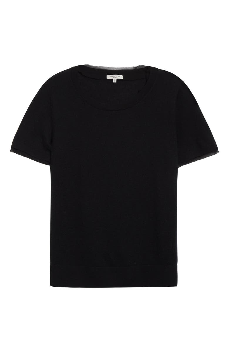 Lafayette 148 New York Short Sleeve Cashmere Crewneck Sweater, Alternate, color, Black