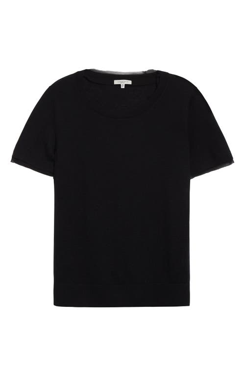 Lafayette 148 New York Short Sleeve Cashmere Crewneck Sweater In Black