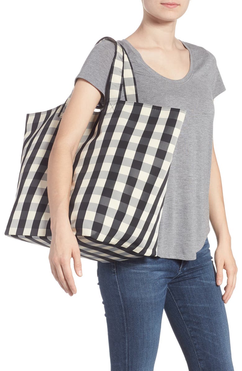 TRADEMARK Large Gingham Nylon Tote, Alternate, color,