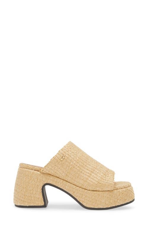 Ganni Butterfly Raffia Platform Slide Sandal In Nature