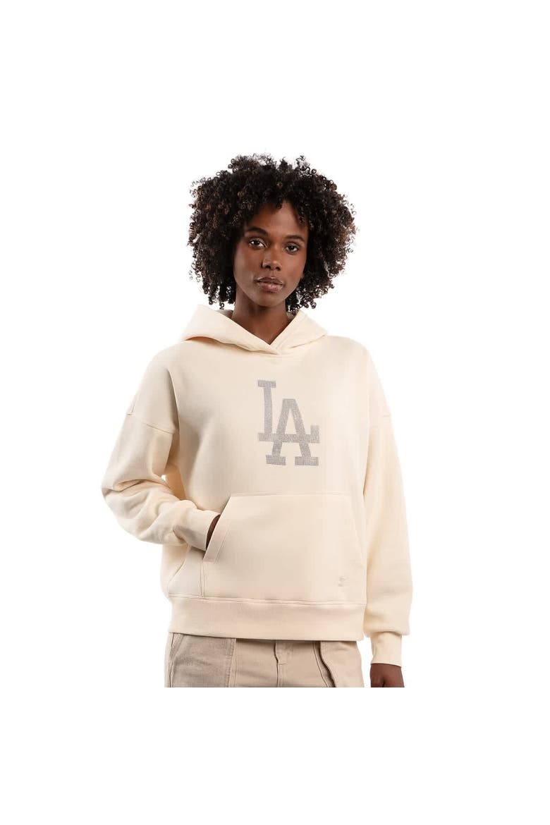 Women's Starter  Cream Los Angeles Dodgers Fleece Rhinestone Hoodie, Main, color, Cream