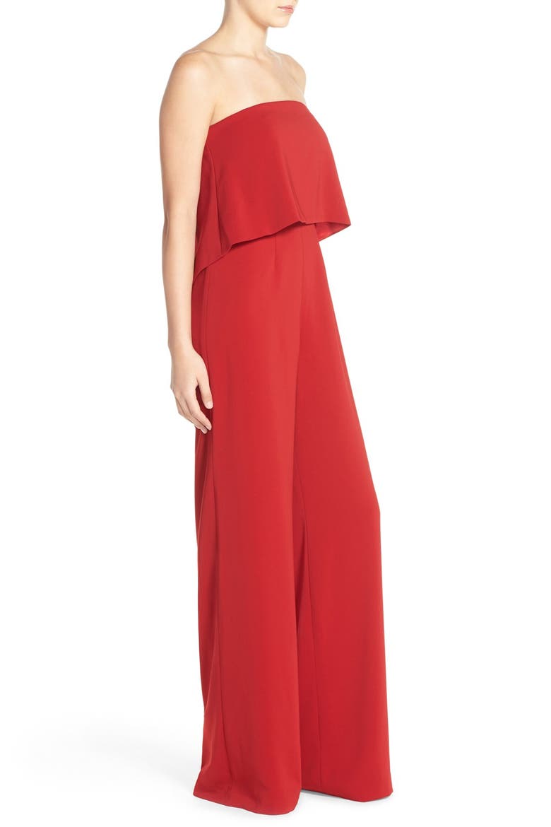 Strapless Popover Crepe Jumpsuit, Alternate, color, VENETIAN RED