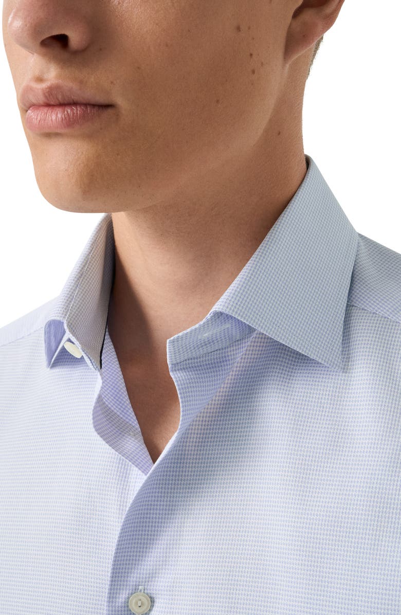 Eton Slim Fit Signature Twill Houndstooth Button-Up Shirt, Alternate, color, Light Blue
