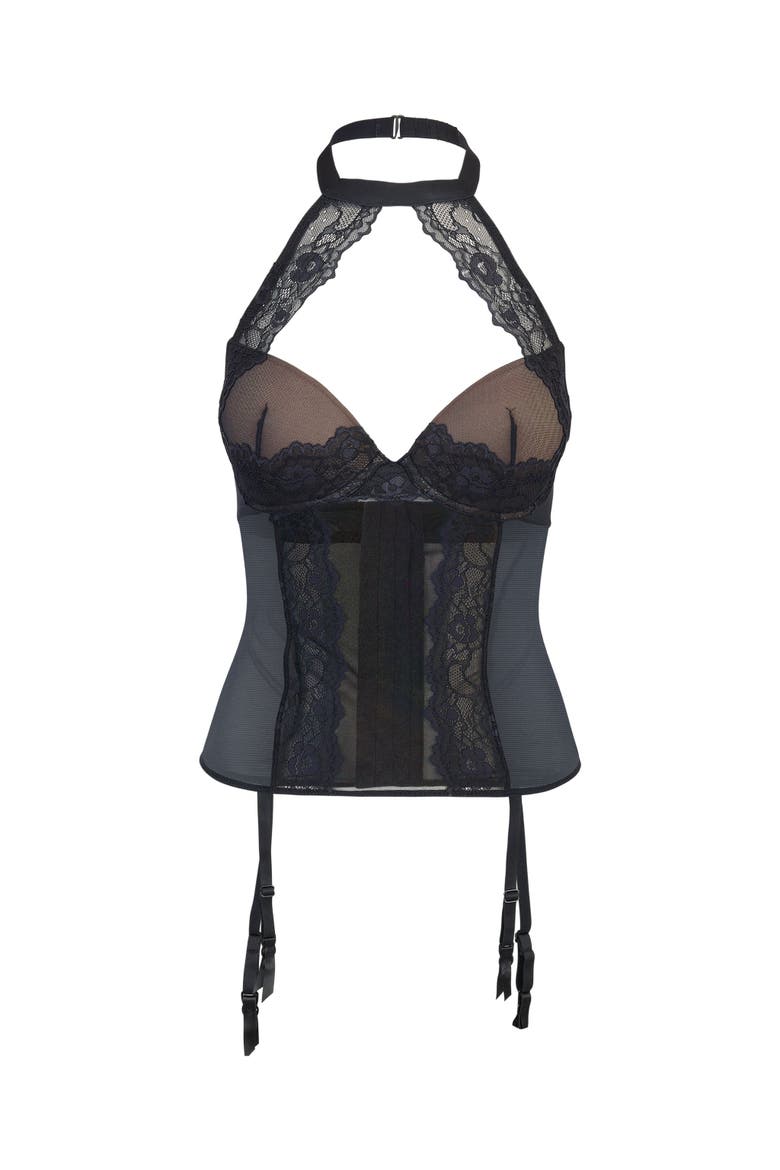Shelly Contour Plunge Bustier, Alternate, color, Black