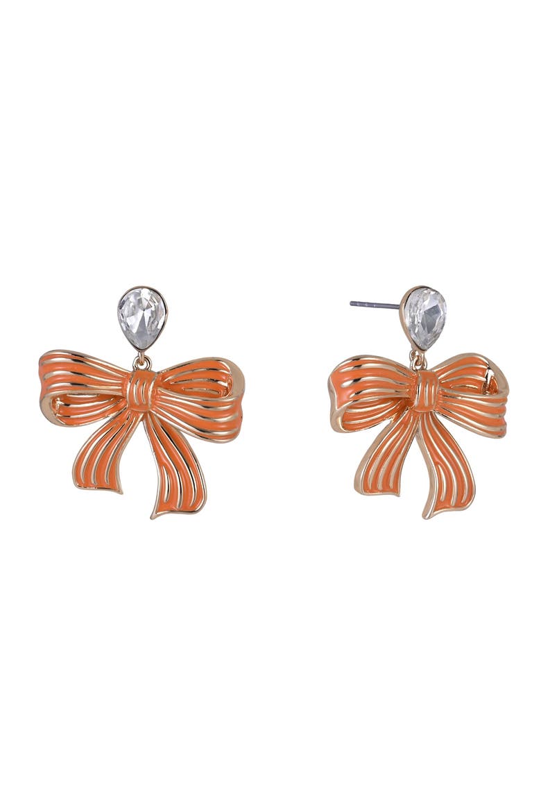 Orange Bow Earrings, Main, color, Orange