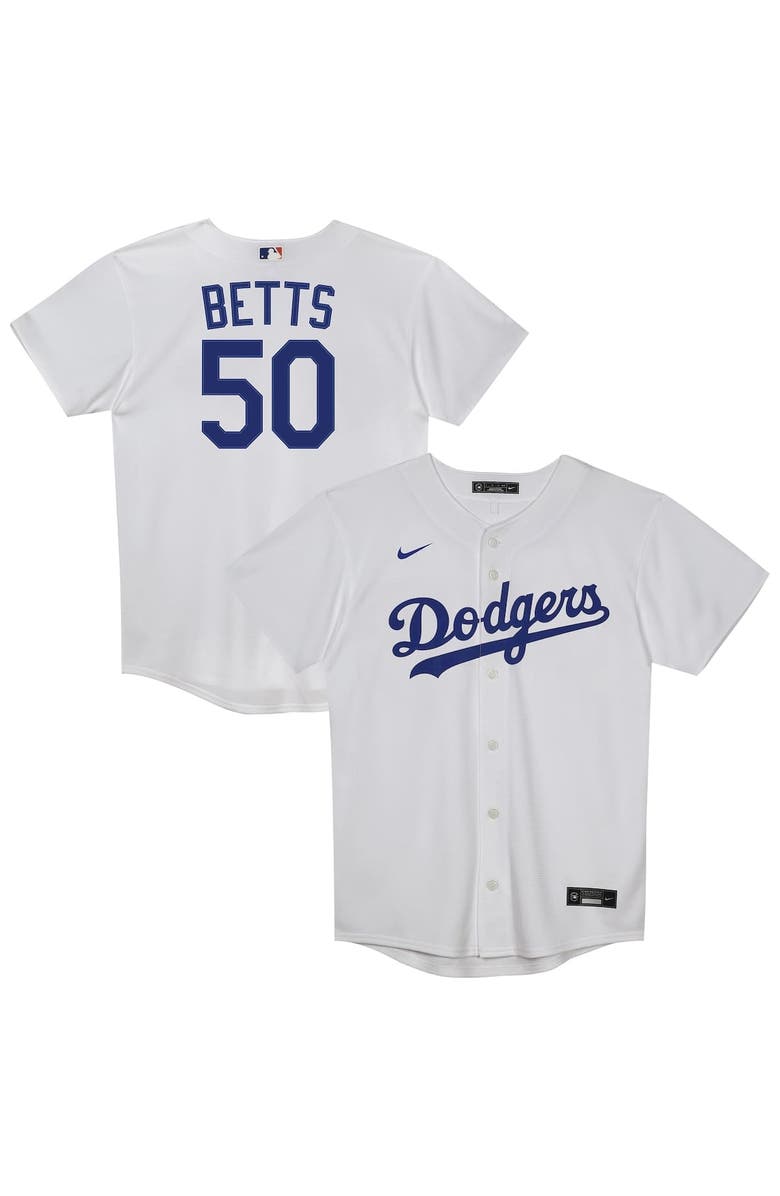 Nike Preschool Nike Mookie Betts White Los Angeles Dodgers Home Replica Player Jersey, Alternate, color, 