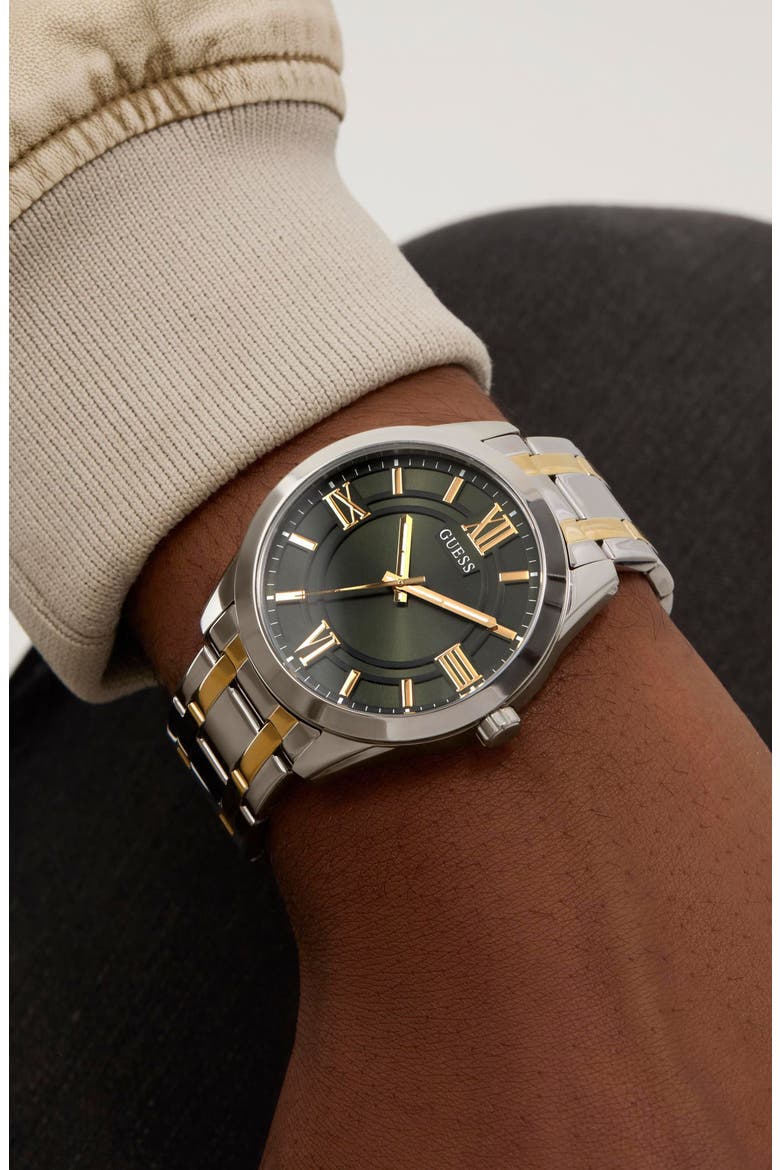 Elliot Green Dial Two-Tone Bracelet Watch, 44mm, Alternate, color, GOLD