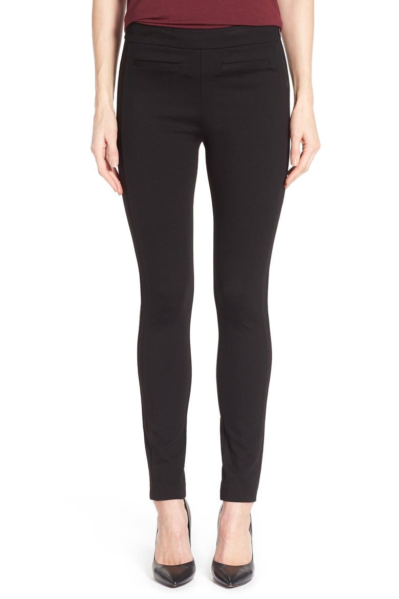'Tower' Side Zip Ponte Skinny Pants, Main, color, BLACK