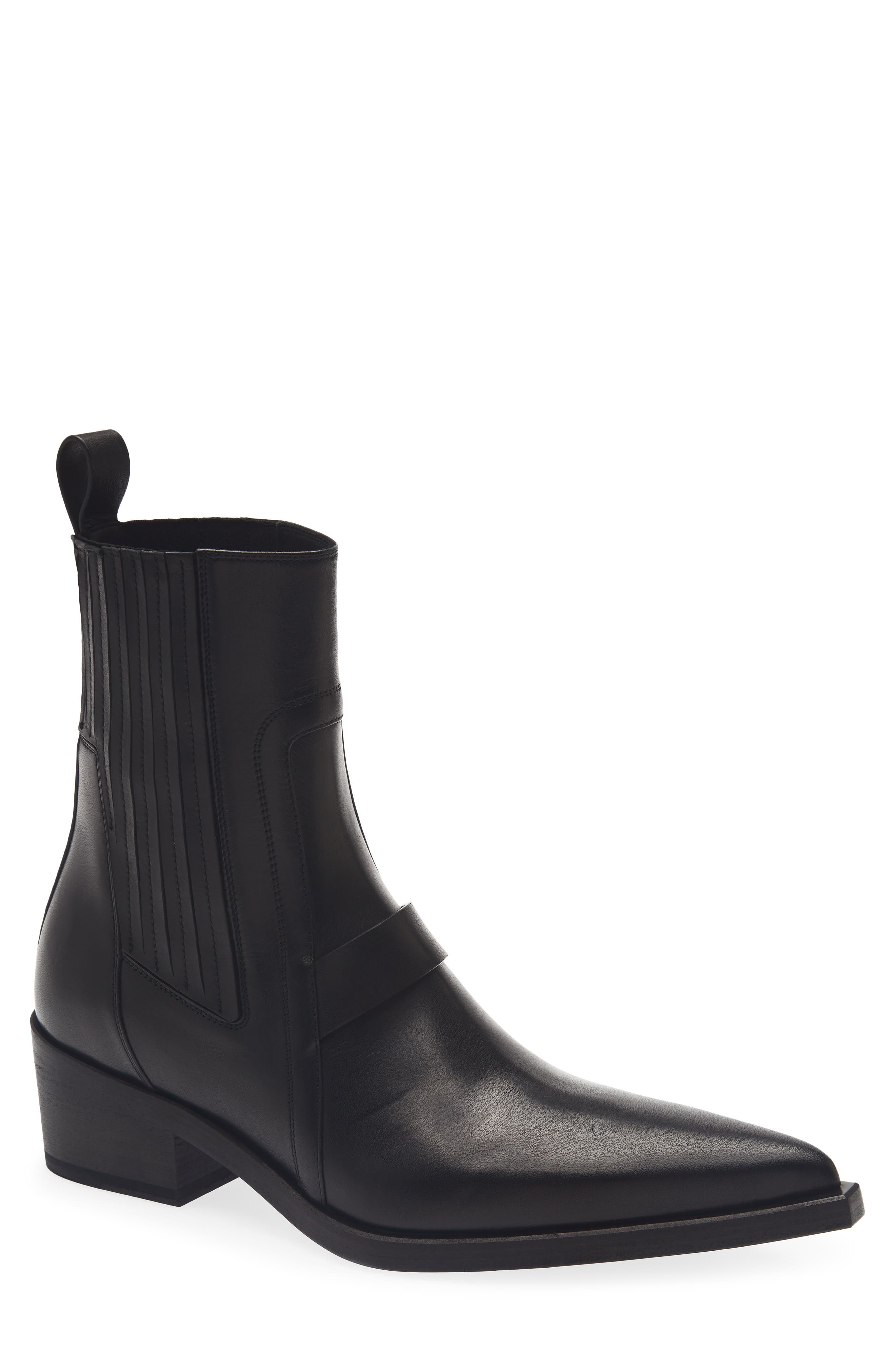 Tower Pointed Toe Boot, Main, color, BLACK