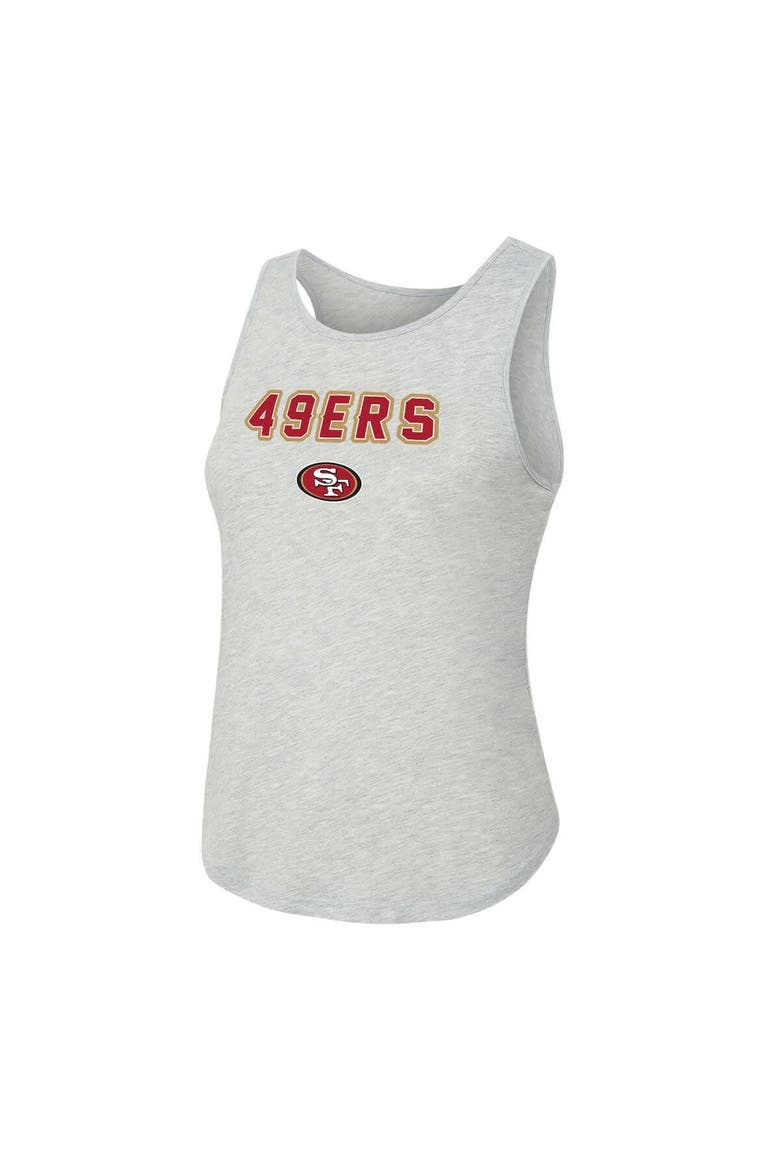 Women's Concepts Sport  Heather Gray/Scarlet San Francisco 49ers Regulate Plaid Tank Top & Pants Sleep Set, Alternate, color, Heather Gray