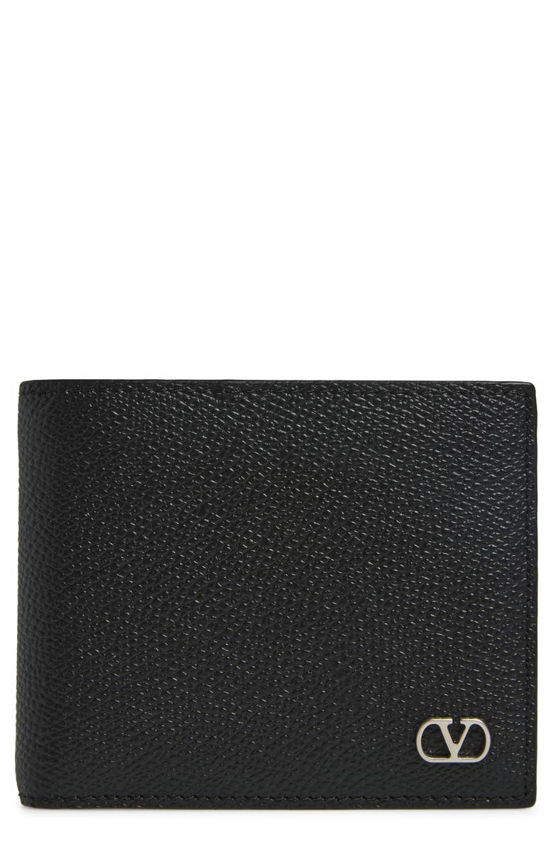 Valentino Garavani VLOGO Signature Bifold Leather Wallet, Main, color, Black