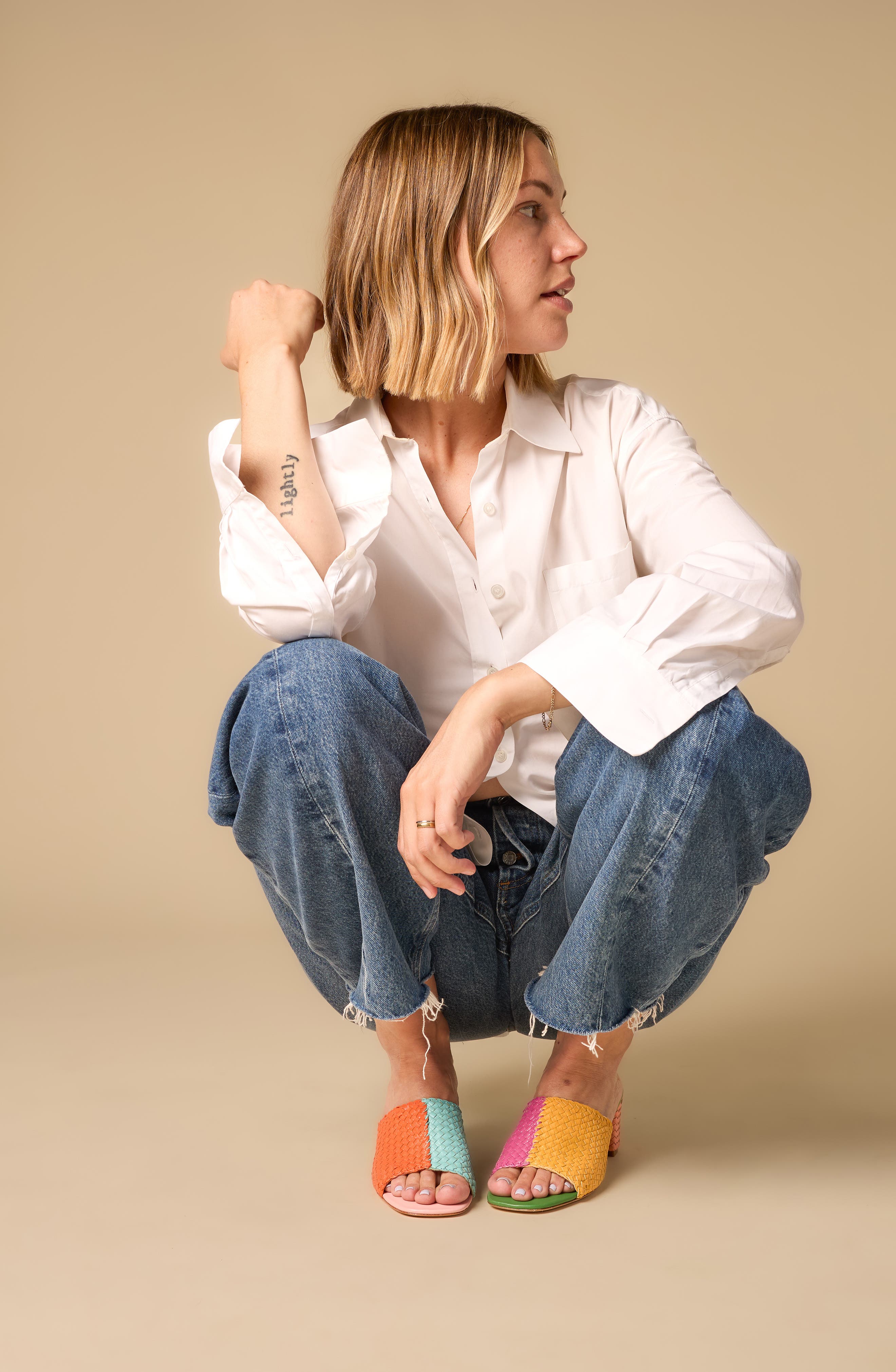 Charlotte Stone Lenu Mismatch Woven Slide Sandal, Alternate, color, Kortman