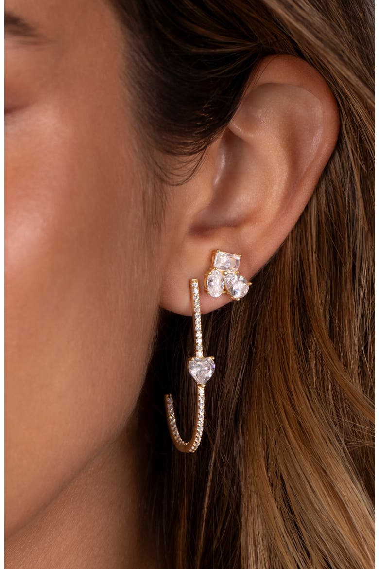Multi Shape Cubic Zirconia Stud Earrings, Alternate, color, GOLD
