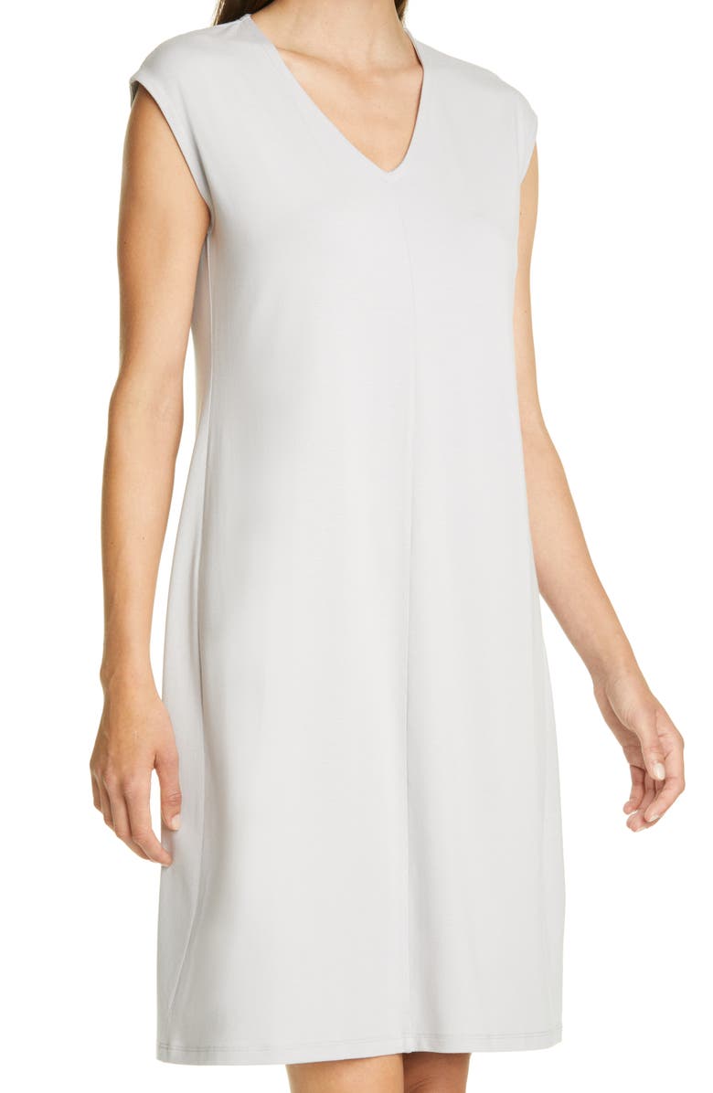Eileen Fisher V-Neck Sleeveless Knit Dress, Alternate, color, Dark Pearl