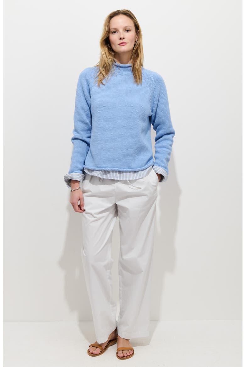 Eastport Roll Trim Long Sleeve Sweater, Alternate, color, BEL AIR BLUE