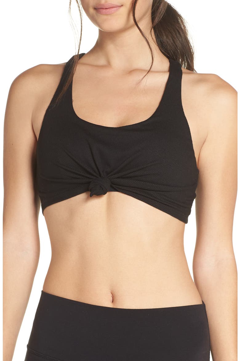 Knot Racerback Bra Tank, Main, color, BLACK
