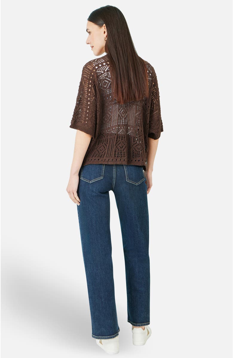 Yumi Crochet Edge To Edge Cardigan, Alternate, color, Brown