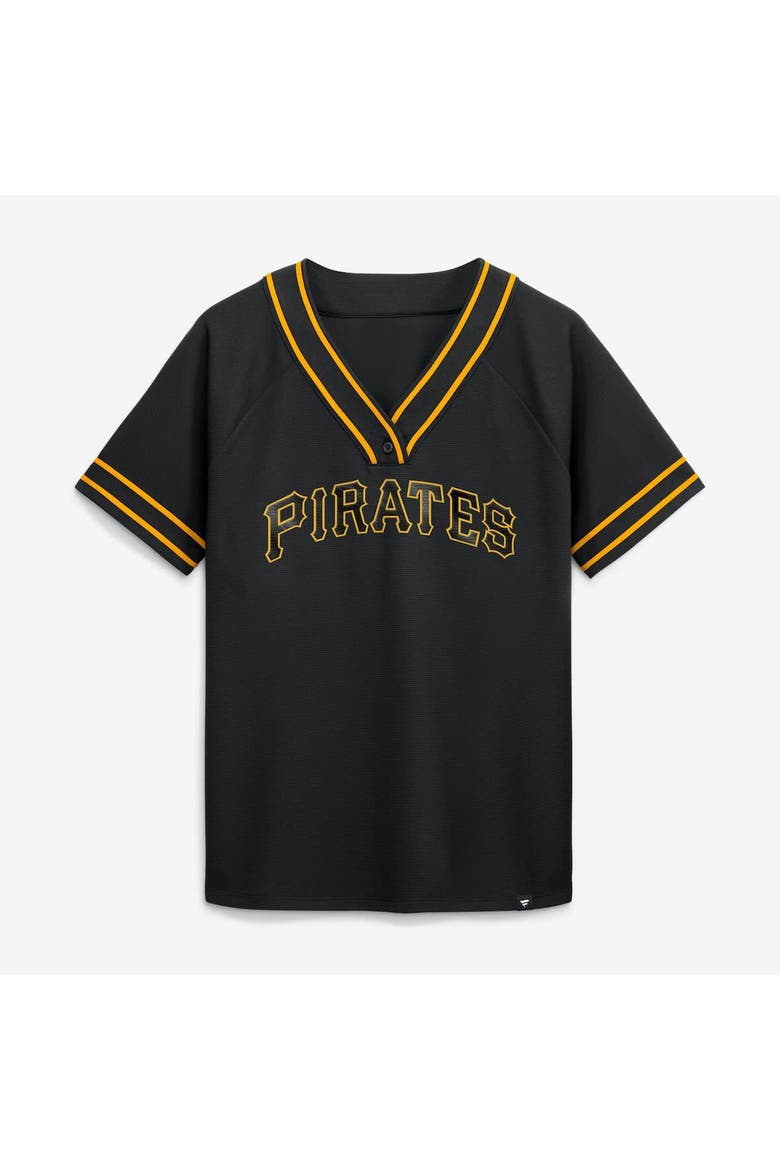 Women's Fanatics Black Pittsburgh Pirates Diva Race Ahead Raglan V-Neck T-Shirt, Alternate, color, Black