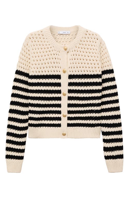 MANGO MANGO STRIPE OPENWORK CARDIGAN