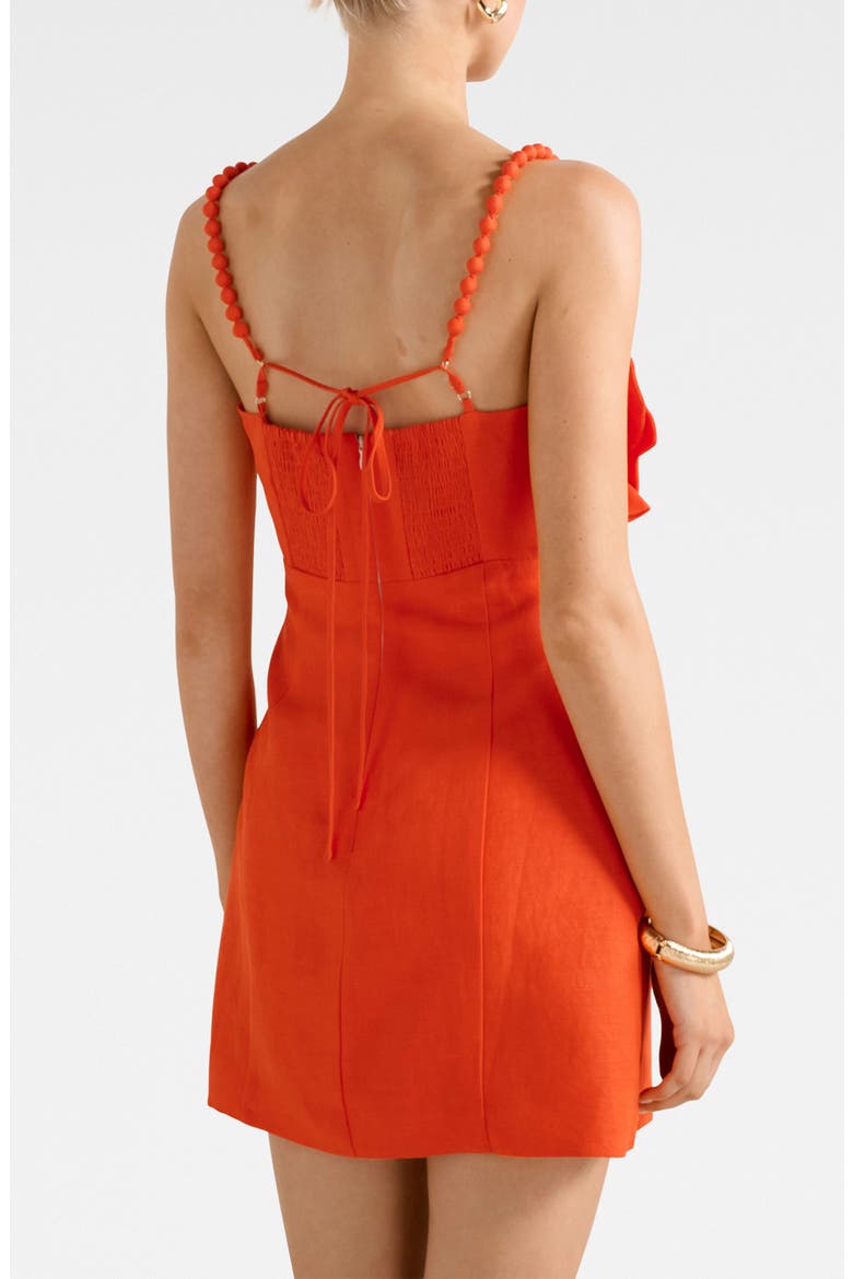 Nicolette Flower Sleeveless Linen Blend Minidress, Alternate, color, SPICY ORANGE