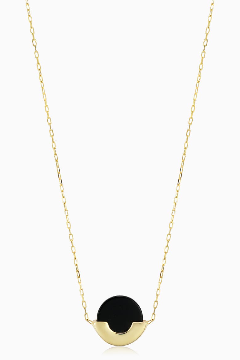 14K Gold Stone Purse Pendant Necklace, Main, color, Gold/Black Onyx