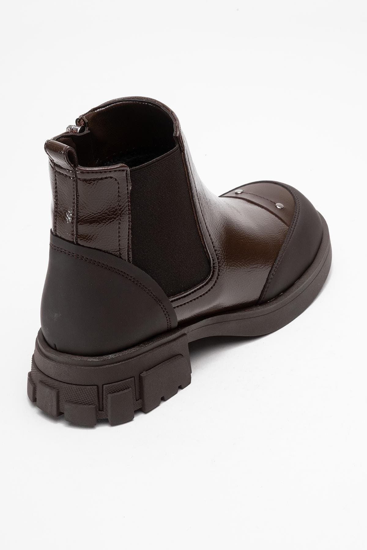 Albia Zip Boot, Alternate, color, Dark Brown Patent Leather