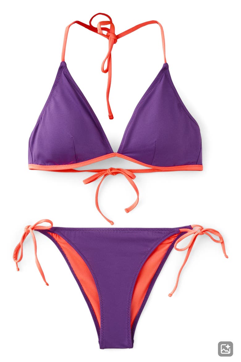Two-Tone Two-Piece Swimsuit, Main, color, PURPLE