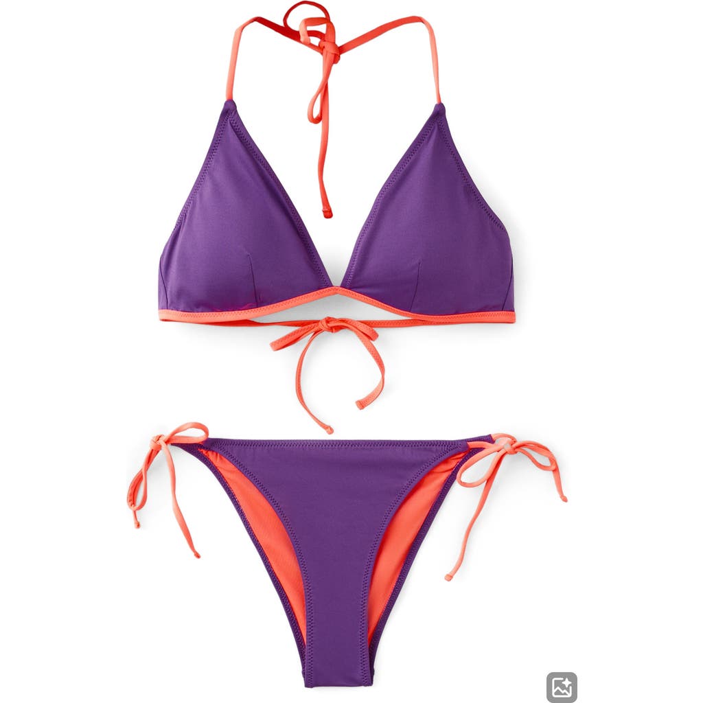 MANGO TEEN Two-Tone Two-Piece Swimsuit in Purple at Nordstrom, Size Medium