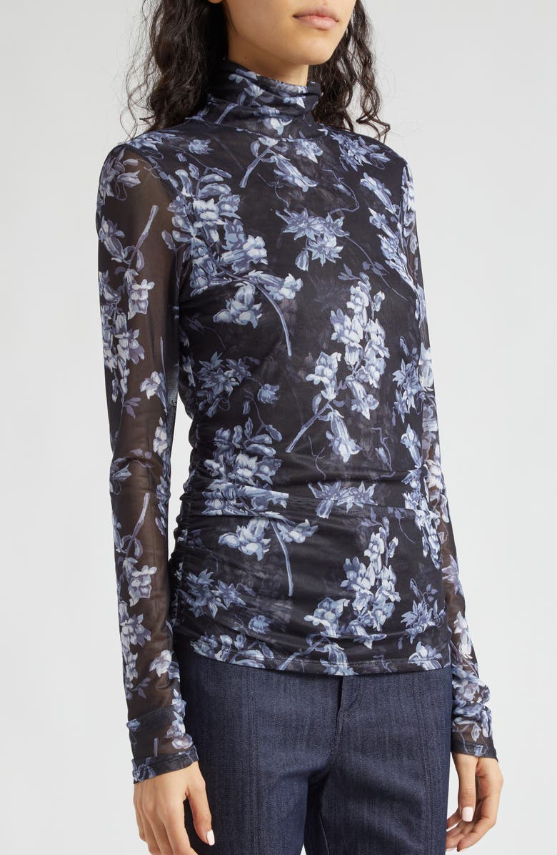 Cinq à Sept Coastal Floral Long Sleeve Mesh Top, Alternate, color, 