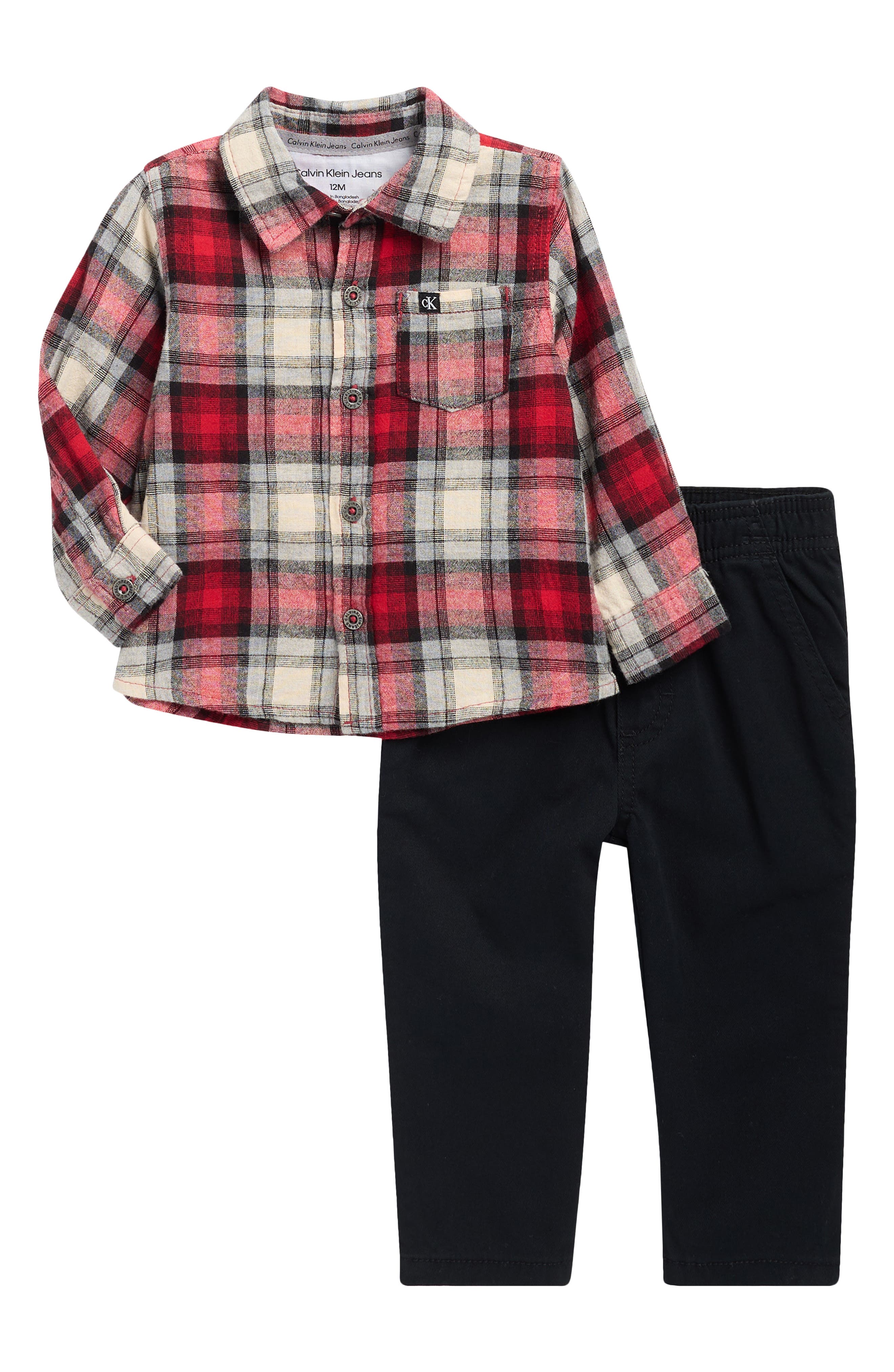 Calvin Klein Plaid Button-Up Shirt & Pants Set