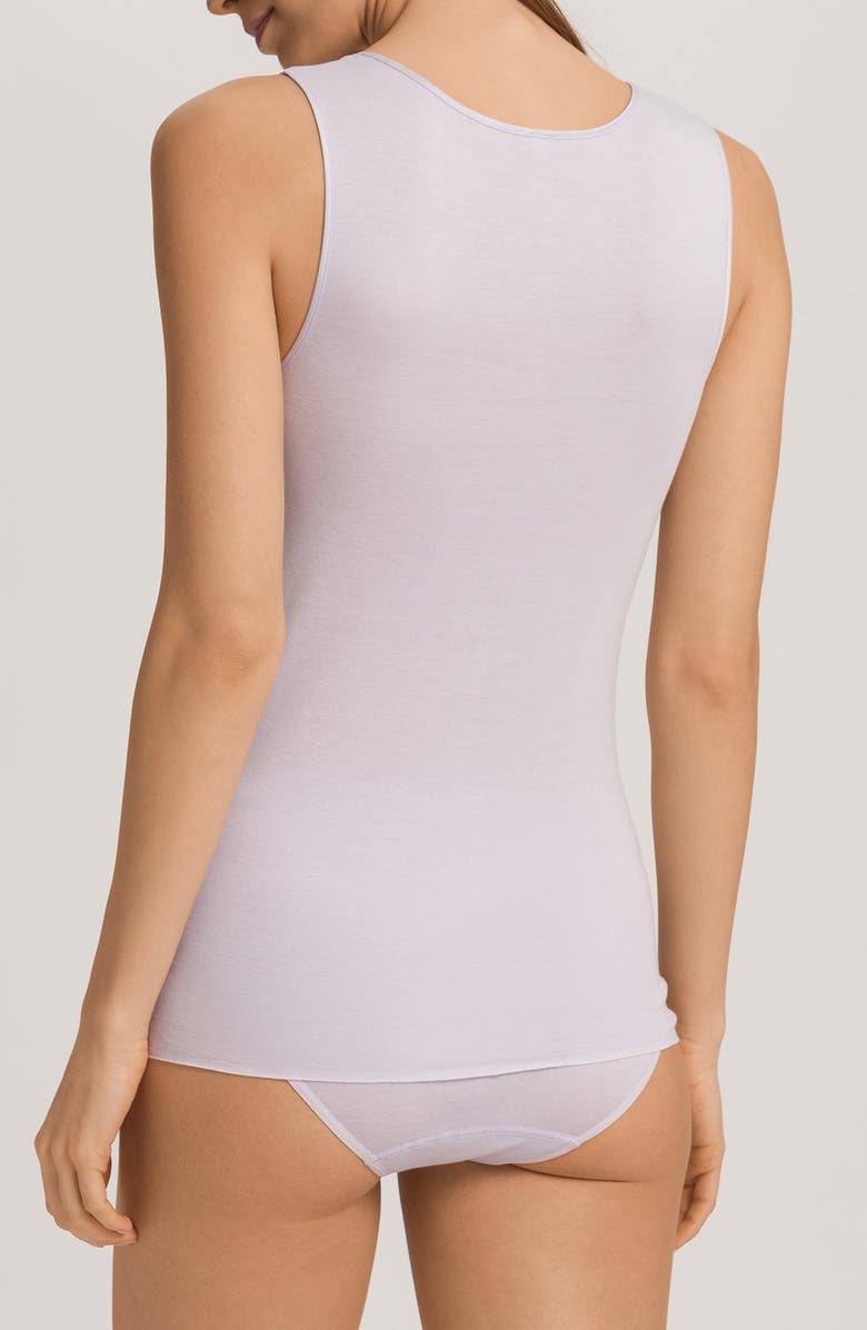 Hanro Kalea Embroidered Trim Cotton Tank Top, Alternate, color, Pink Lavender