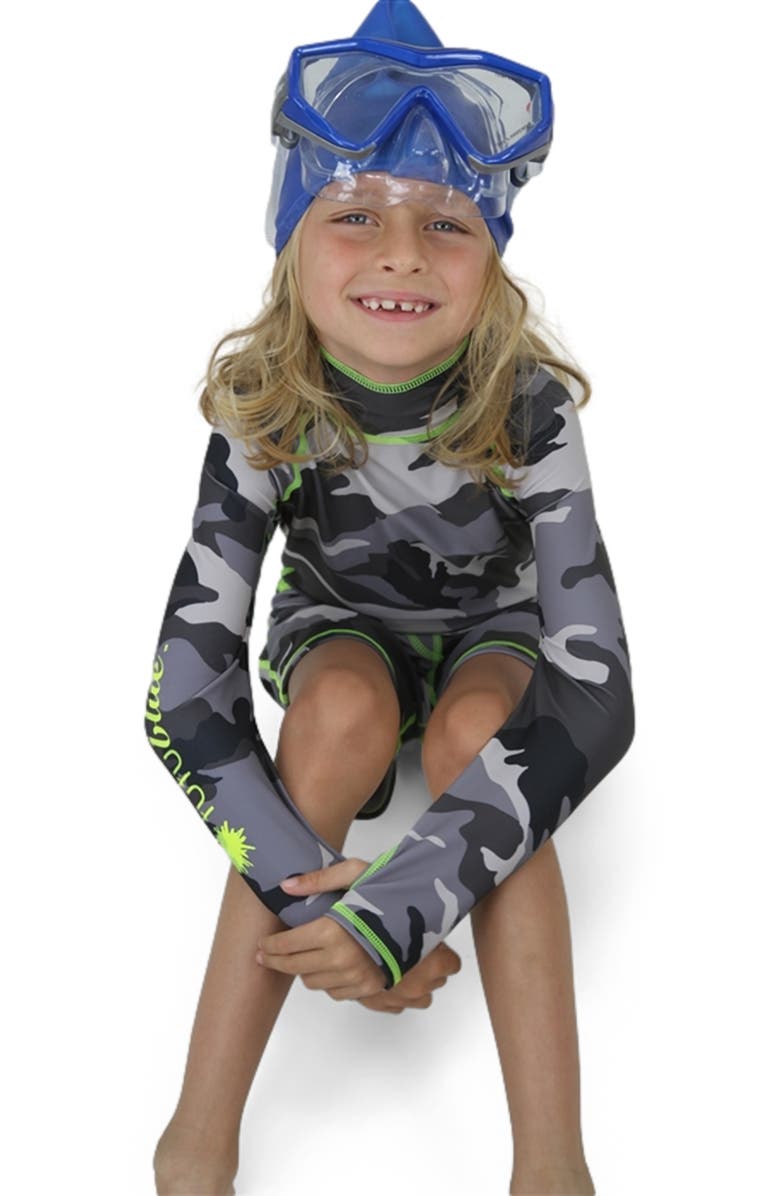 TUTUBLUE Boys' One-Piece Swimsuit - UPF 50+, Alternate, color, Light Gray Camo