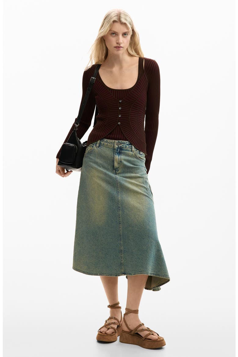 Rib Knit Cardigan, Alternate, color, BROWN