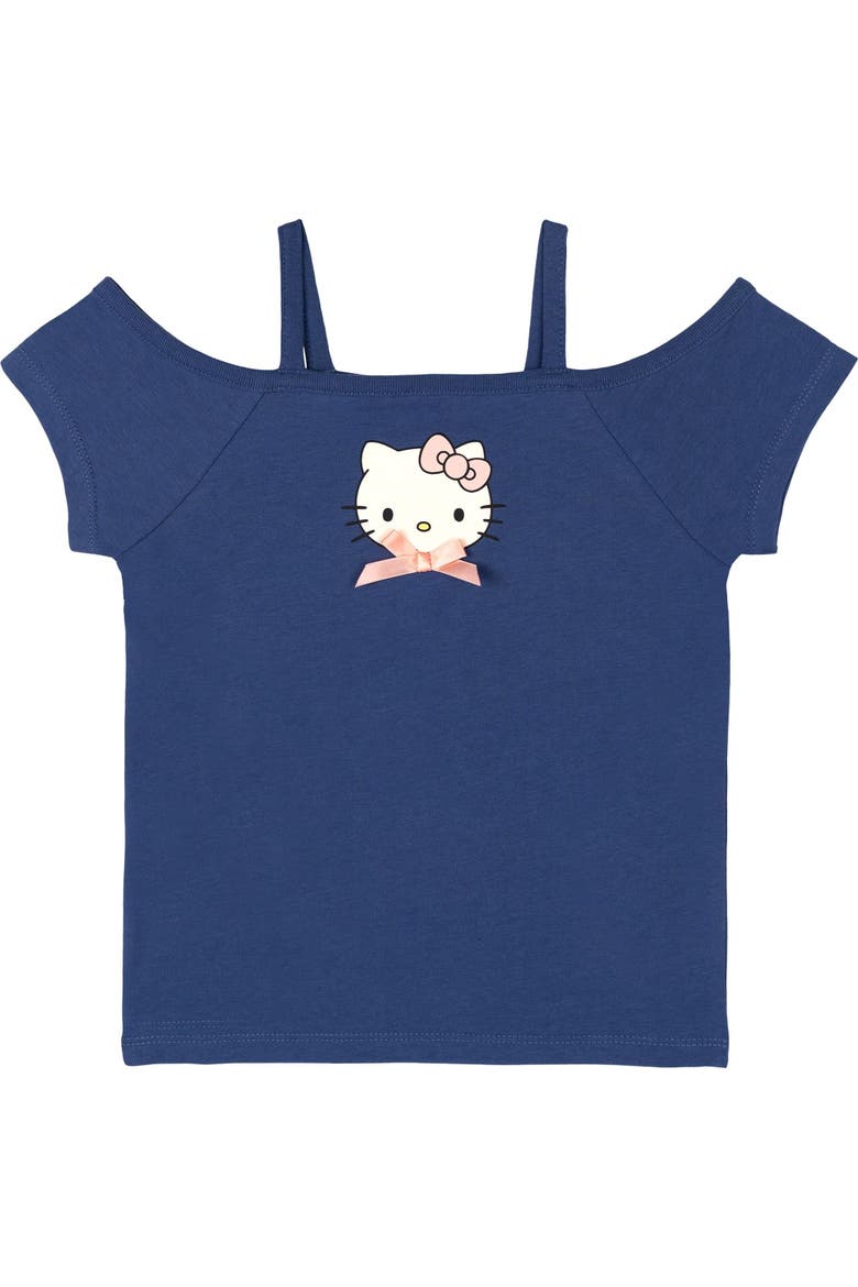 T-Shirt and Plaid Shorts Set, Alternate, color, Hello Kitty Navy Blue