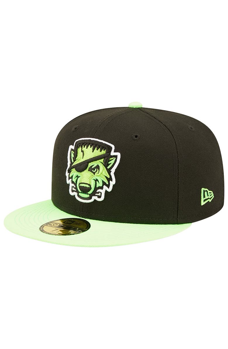 New Era Men's New Era Black/Neon Green Erie SeaWolves Theme Night 59FIFTY Fitted Hat, Main, color, 