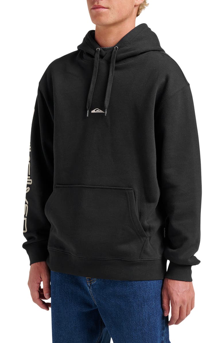 Quiksilver Passage Logo Embroidered Graphic Hoodie, Alternate, color, Black