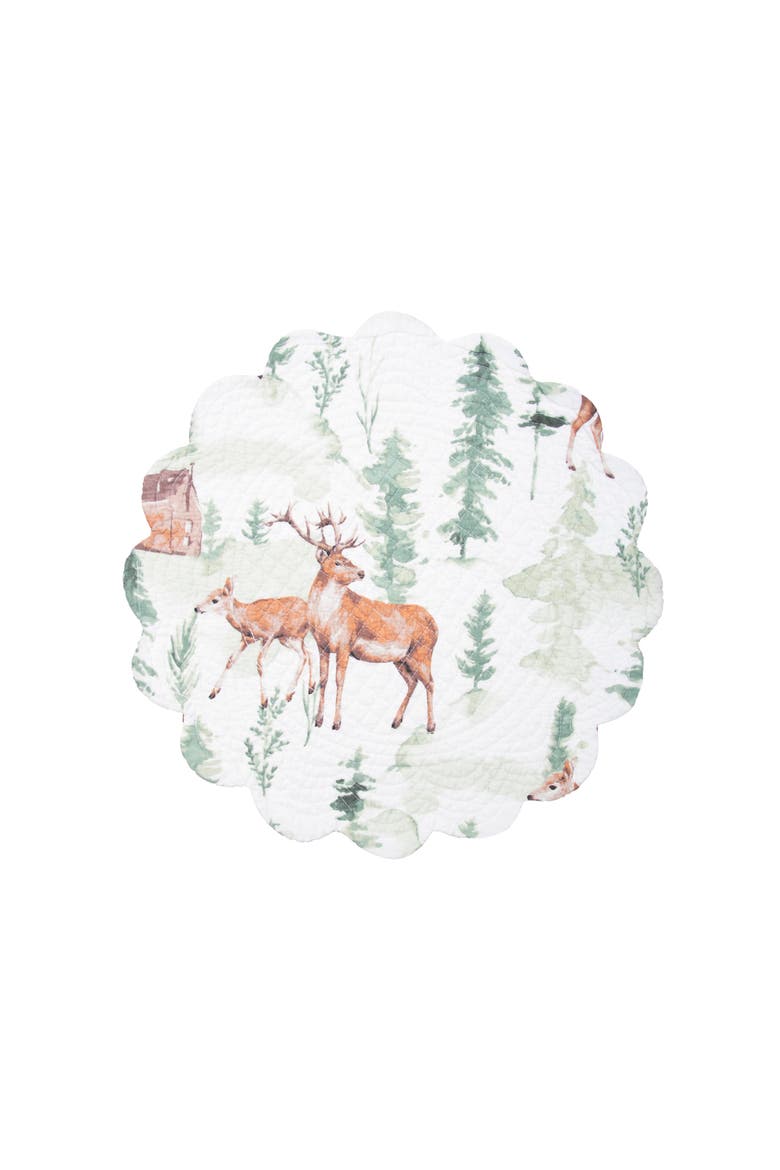 Christopher Forest Round Woven Reversible Rustic Lodge Placemats Set of 6, 17", Main, color, White