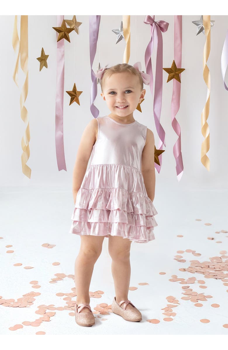 Isobella & Chloe Shimmery Shim-Shim Sleeveless Dress, Alternate, color, Pink