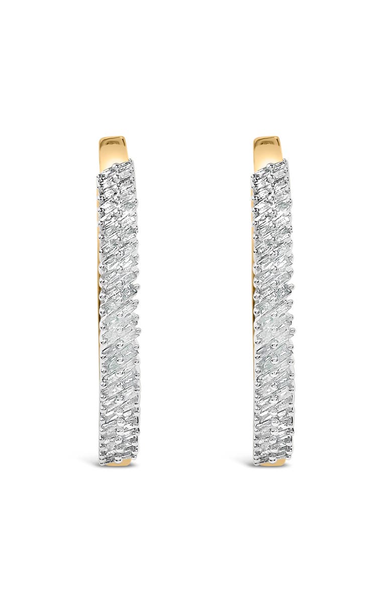 Haus of Brilliance 14K Yellow Gold Plated .925 Sterling Silver 1.0 Cttw Baguette Diamond Hoop Earrings, Alternate, color, Yellow Gold Over Silver