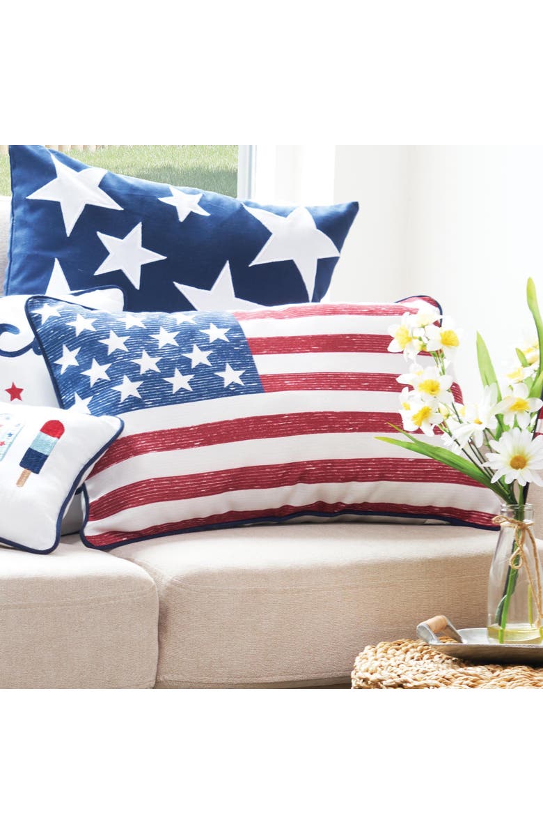 C&F Home Vintage 4th of July American Flag Accent Pillow, 14" x 22", Alternate, color, Red