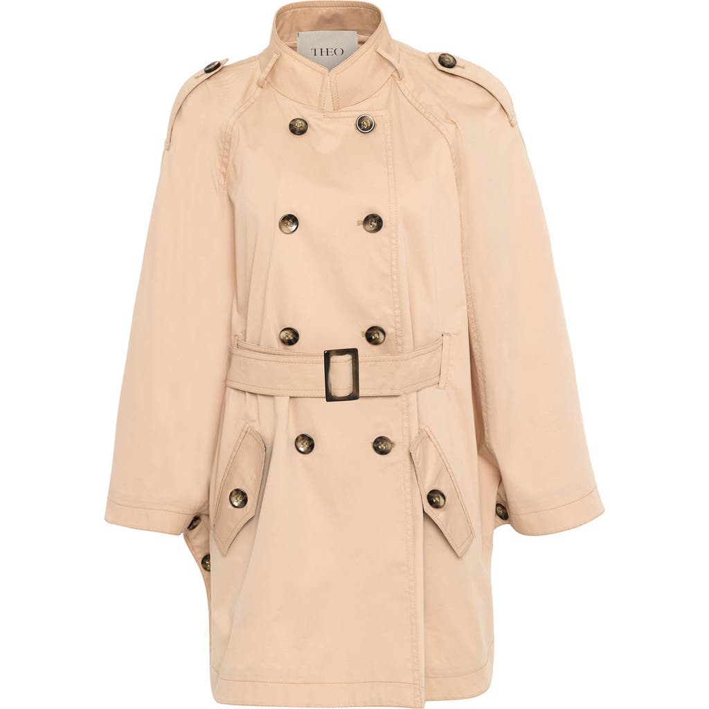 Theo The Label Chloe Trapunto Trench Cape In Sand