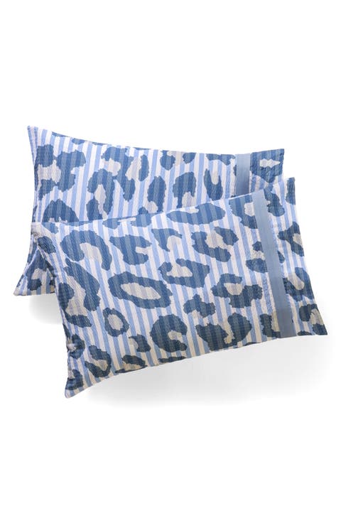 Leopard Print Seersucker Cotton King Sheet Set