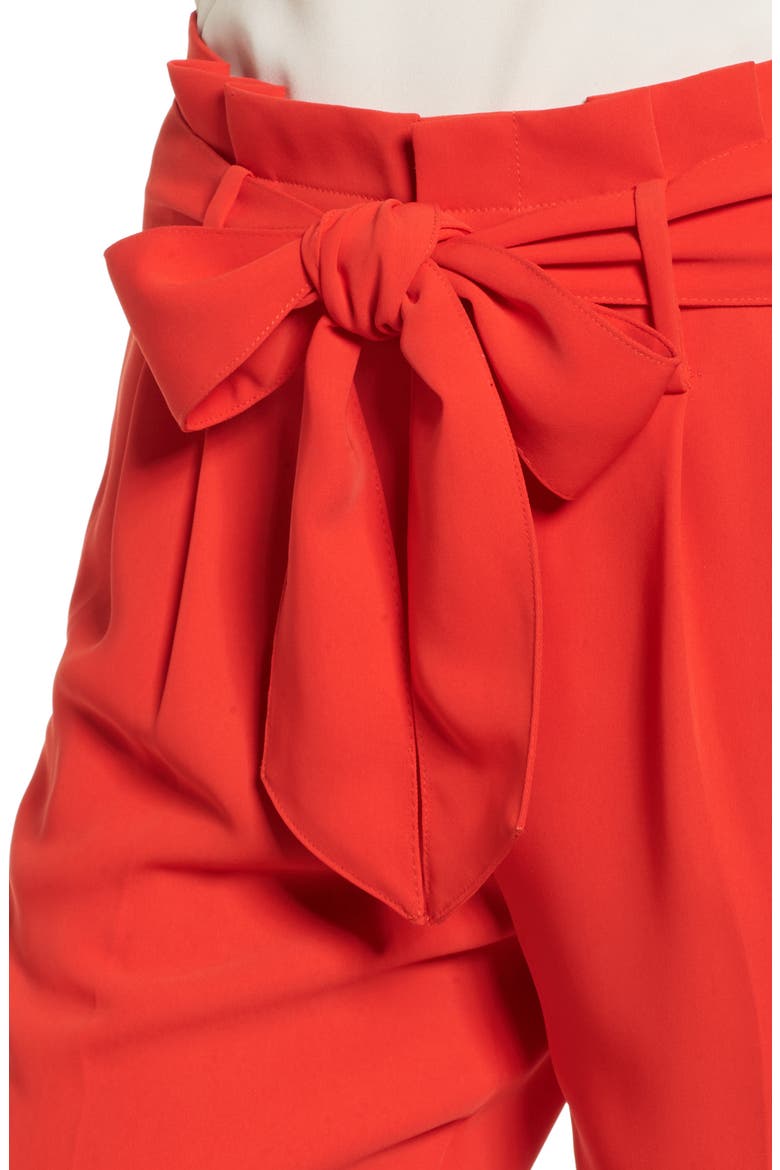 Paperbag Waist Crop Trousers, Alternate, color, RED POP