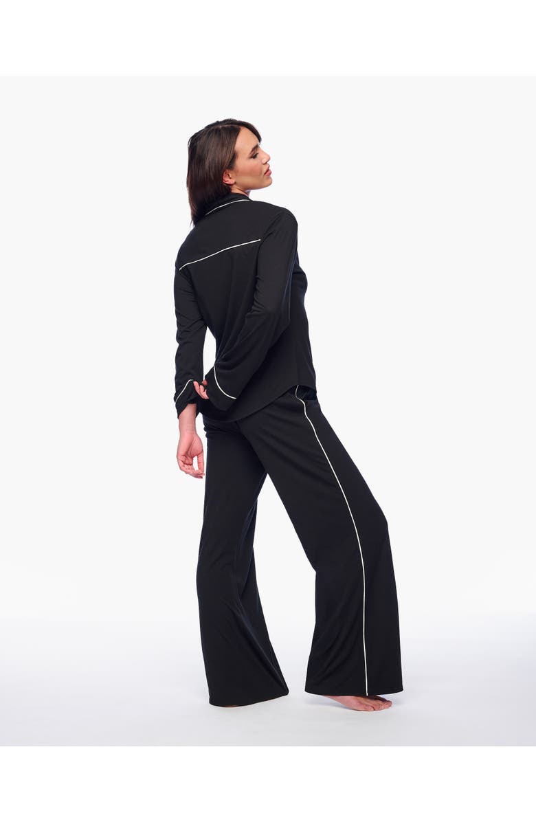 Cosabella Pima Lusso Ls Top And Pj Set, Alternate, color, Black/Moon Ivory