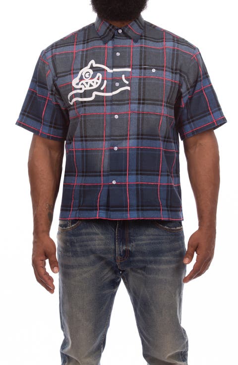 Snow Cone Plaid Short Sleeve Button-Up Shirt