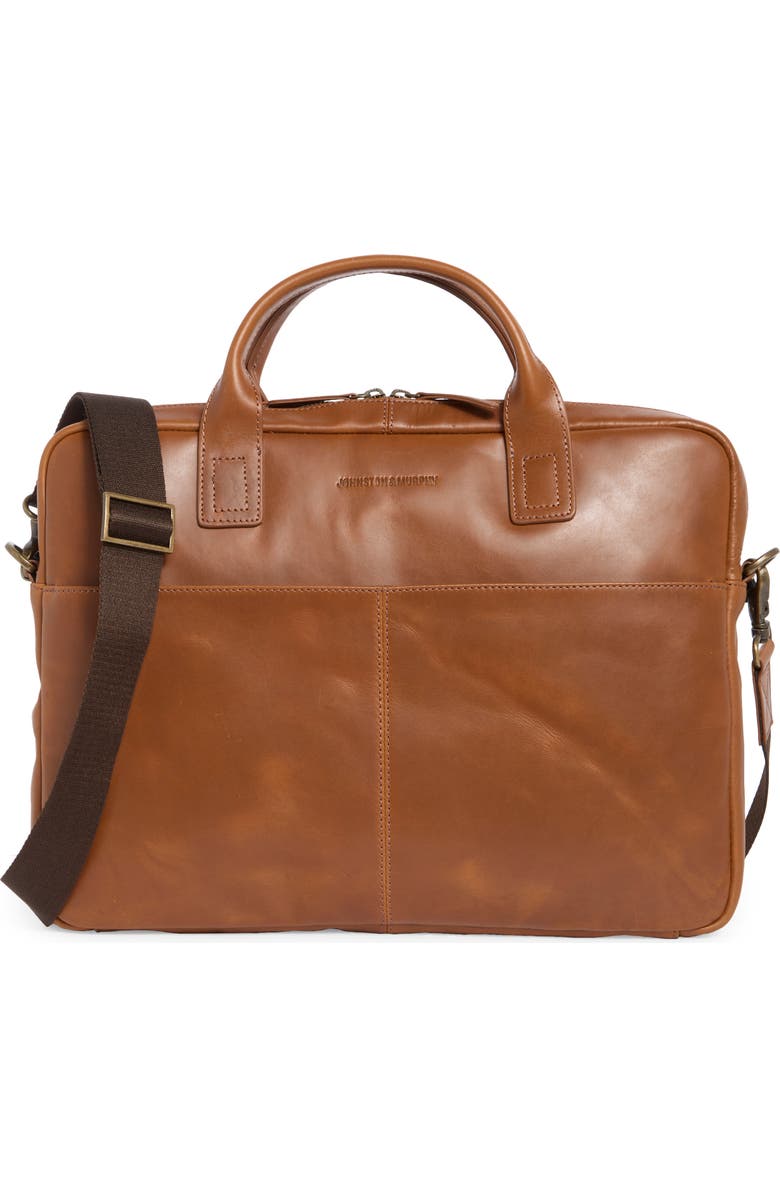 Johnston & Murphy Hunter Glaze Briefcase, Main, color, Tan