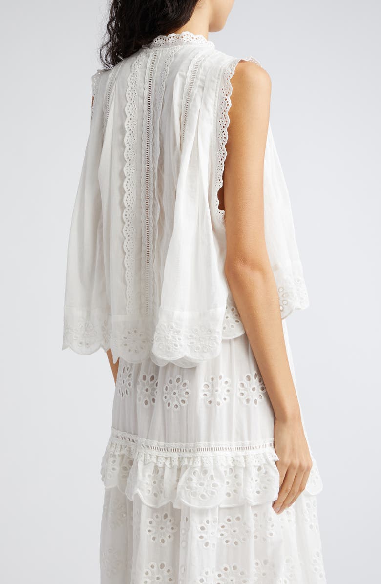 FARM Rio Eyelet Accent Sleeveless High-Low Cotton Top, Alternate, color, 