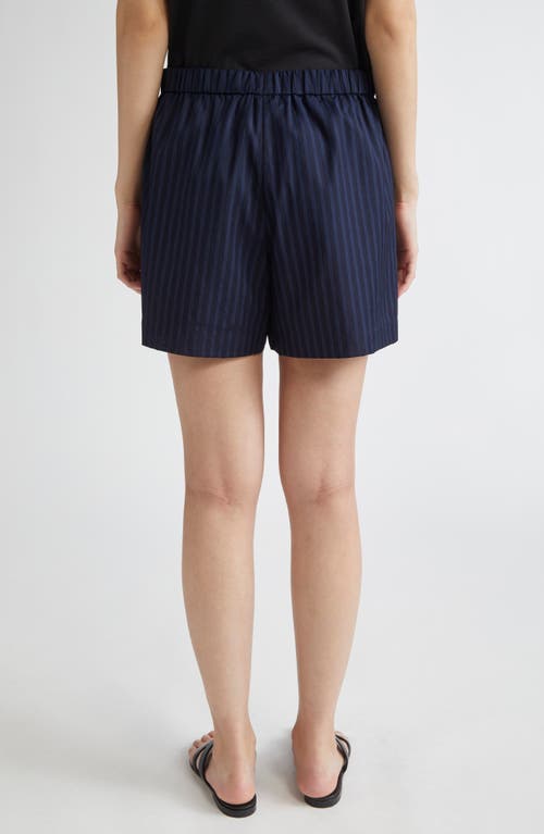 Theory Stripe Cotton Boxers Shorts In Blue
